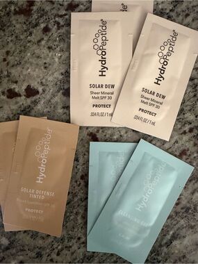 HydroPeptide Solar Dew & Defense Sample Packets - seven total - cleansing gel